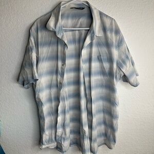 Travis Mathew Light Blue and White Plaid Shirt